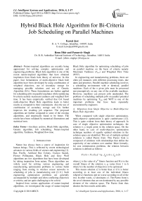 Hybrid Black Hole Algorithm for Bi-Criteria Job Scheduling on Parallel Machines
