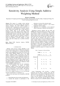 Sensitivity Analysis Using Simple Additive Weighting Method