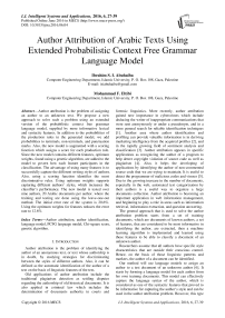 Author Attribution of Arabic Texts Using Extended Probabilistic Context Free Grammar Language Model