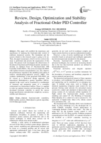 Review, Design, Optimization and Stability Analysis of Fractional-Order PID Controller