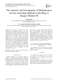 The Analysis and Investigation of Multiplicative Inverse Searching Methods in the Ring of Integers Modulo M