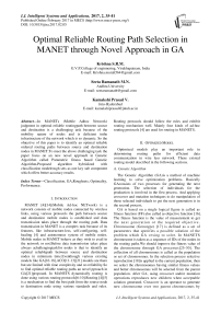 Optimal Reliable Routing Path Selection in MANET through Novel Approach in GA