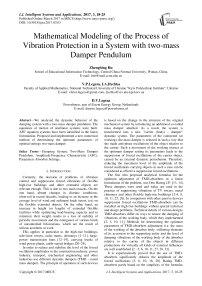 Mathematical Modeling of the Process of Vibration Protection in a System with two-mass Damper Pendulum