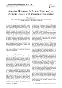Adaptive Observers for Linear Time-Varying Dynamic Objects with Uncertainty Estimation