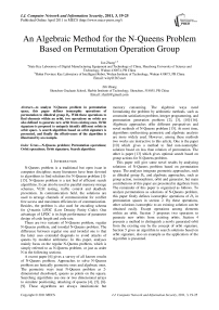 An Algebraic Method for the N-Queens Problem Based on Permutation Operation Group