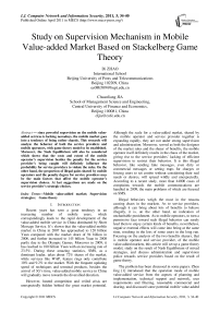 Study on Supervision Mechanism in Mobile Value-added Market Based on Stackelberg Game Theory