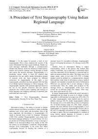A Procedure of Text Steganography Using Indian Regional Language