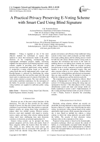 A Practical Privacy Preserving E-Voting Scheme with Smart Card Using Blind Signature