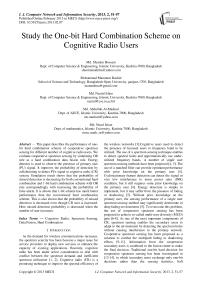 Study the One-bit Hard Combination Scheme on Cognitive Radio Users