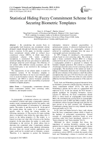 Statistical Hiding Fuzzy Commitment Scheme for Securing Biometric Templates