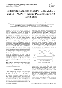 Performance Analysis of AODV, CBRP, DSDV and DSR MANET Routing Protocol using NS2 Simulation