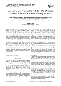Energy Conservation for Ad Hoc On-Demand Distance Vector Multipath Routing Protocol