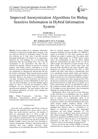 Improved Anonymization Algorithms for Hiding Sensitive Information in Hybrid Information System