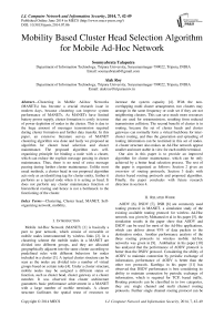 Mobility Based Cluster Head Selection Algorithm for Mobile Ad-Hoc Network
