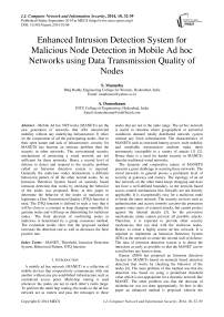 Enhanced Intrusion Detection System for Malicious Node Detection in Mobile Ad hoc Networks using Data Transmission Quality of Nodes