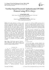Verifier-based Password Authenticated 3P-EKE Protocol using PCLA keys