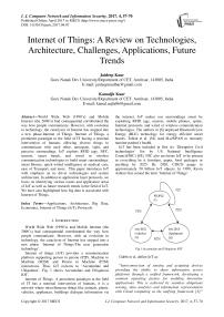 Internet of Things: A Review on Technologies, Architecture, Challenges, Applications, Future Trends