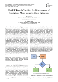 K-MLP Based Classifier for Discernment of Gratuitous Mails using N-Gram Filtration
