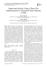 Improving Security Using a Three-Tier Authentication for Automated Teller Machine (ATM)