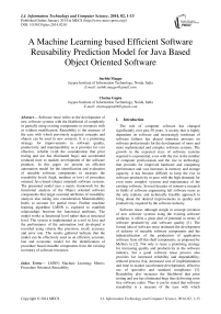 A Machine Learning based Efficient Software Reusability Prediction Model for Java Based Object Oriented Software