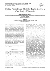 Mobile Phone Based RIMS for Traffic Control a Case Study of Tanzania