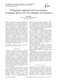 A Pragmatic Approach for E-governance Evaluation Built over Two Streams (of Literature)