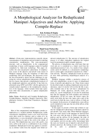 A Morphological Analyzer for Reduplicated Manipuri Adjectives and Adverbs: Applying Compile-Replace