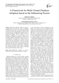 A Framework for Multi-Tenant Database Adoption based on the Influencing Factors