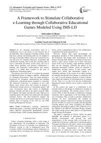 A Framework to Stimulate Collaborative e-Learning through Collaborative Educational Games Modeled Using IMS-LD
