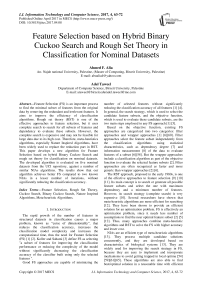 Feature Selection based on Hybrid Binary Cuckoo Search and Rough Set Theory in Classification for Nominal Datasets