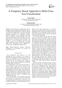 A Frequency Based Approach to Multi-Class Text Classification