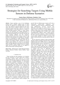 Strategies for Searching Targets Using Mobile Sensors in Defense Scenarios