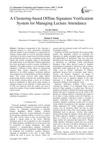A Clustering-based Offline Signature Verification System for Managing Lecture Attendance