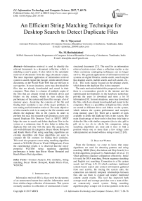 An Efficient String Matching Technique for Desktop Search to Detect Duplicate Files