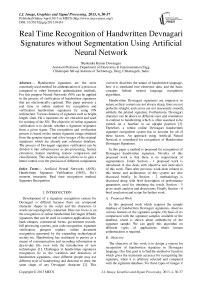 Real Time Recognition of Handwritten Devnagari Signatures without Segmentation Using Artificial Neural Network
