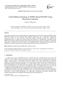 A QoS Multicast Routing in TDMA-Based MANET Using Directional Antennas