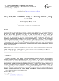 Study on System Architecture Design of University Students Quality Evaluation