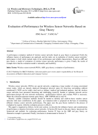 Evaluation of Performance for Wireless Sensor Networks Based on Gray Theory