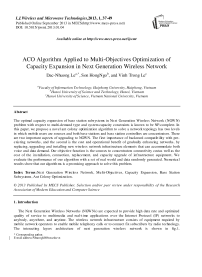 ACO Algorithm Applied to Multi-Objectives Optimization of Capacity Expansion in Next Generation Wireless Network