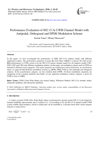 Performance Evaluation of 802.15.3a UWB Channel Model with Antipodal, Orthogonal and DPSK Modulation Scheme