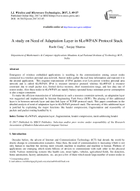 A study on Need of Adaptation Layer in 6LoWPAN Protocol Stack