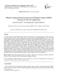 Mutual Coupling Reduction between H Shaped Compact MIMO Antenna for WLAN Application