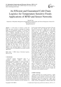 An Efficient and Guaranteed Cold-Chain Logistics for Temperature-Sensitive Foods: Applications of RFID and Sensor Networks