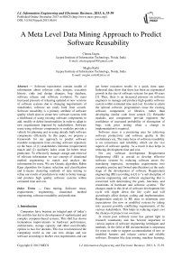 A Meta Level Data Mining Approach to Predict Software Reusability
