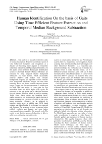 Human Identification On the basis of Gaits Using Time Efficient Feature Extraction and Temporal Median Background Subtraction
