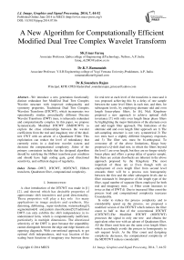 A New Algorithm for Computationally Efficient Modified Dual Tree Complex Wavelet Transform