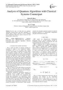 Analysis of Quantum Algorithms with Classical Systems Counterpart