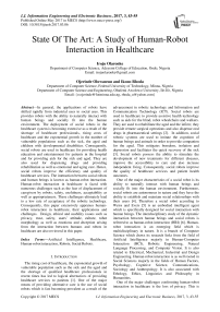 State Of The Art: A Study of Human-Robot Interaction in Healthcare