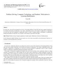 Problem Solving, Computer Technology, and Students’ Motivation in Learning Mathematics
