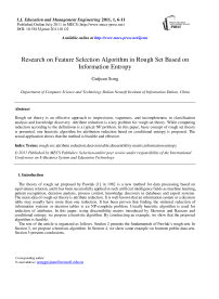 Research on Feature Selection Algorithm in Rough Set Based on Information Entropy